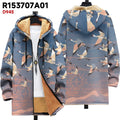 Men's loose fit zip up hooded cardigan with digital print pattern in multiple colour options