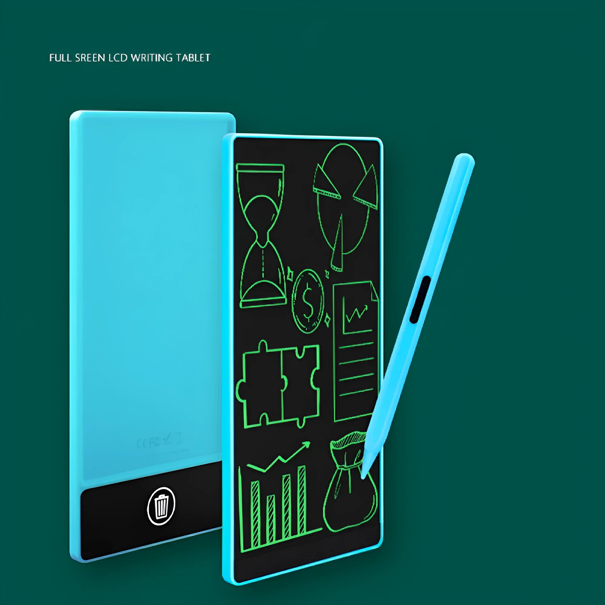 Blue LCD handwriting board with 6.5 inch screen and stylus for student writing practice