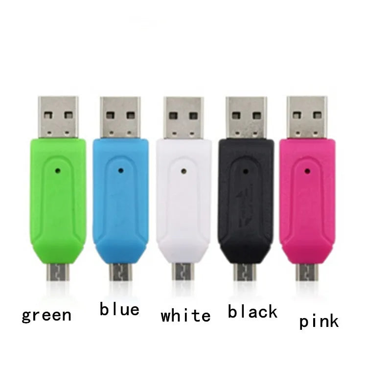 White OTG card reader with micro USB connector for Android phones and computers