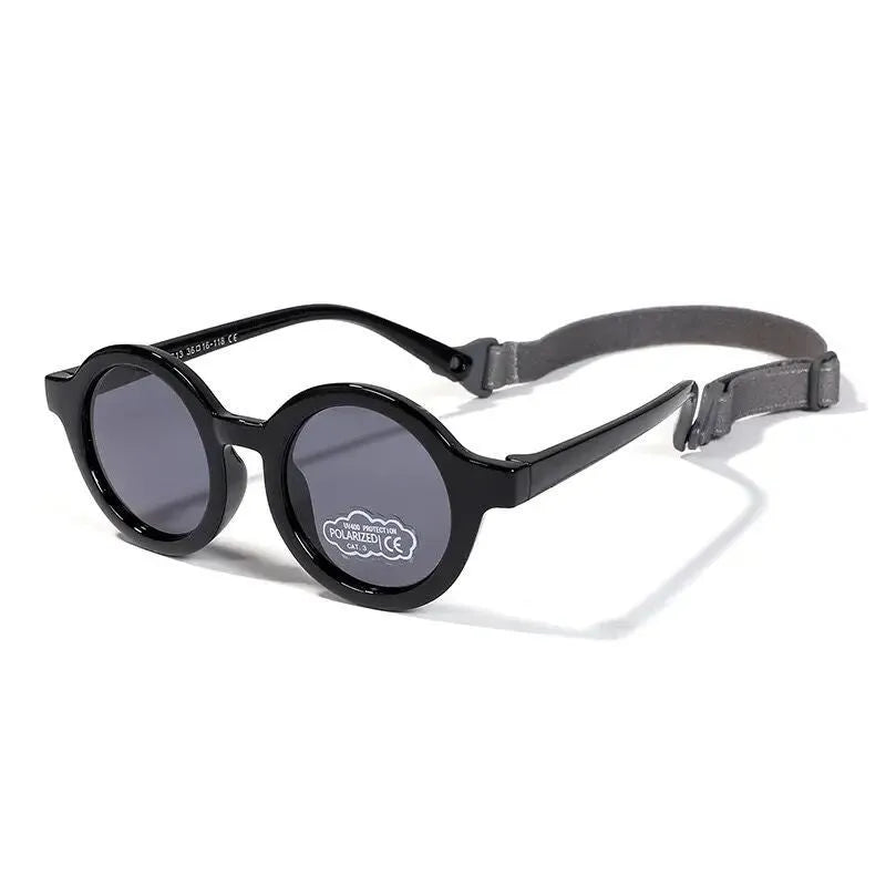 Children's round frame polarised sunglasses with UV400 protection for 0-3 year olds in various colours
