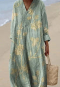 Floral 3D printed shirt dress with regular sleeves and a wide waist, shown in picture style colour.
