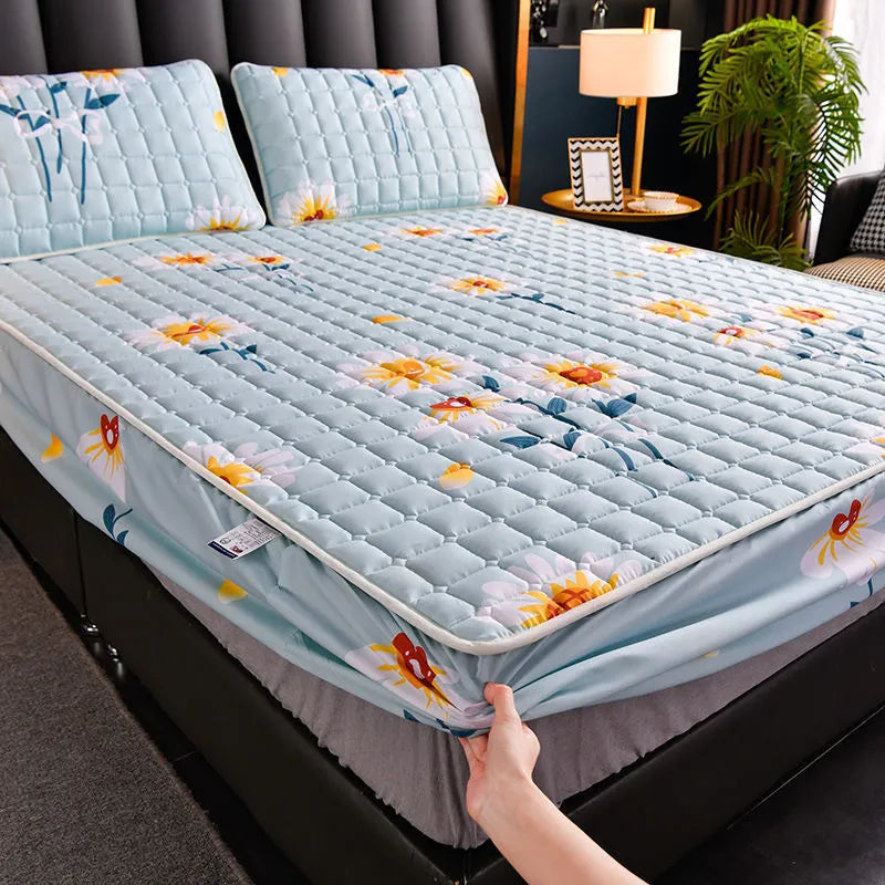Dust-proof brushed fabric mattress cover in size 150x200cm with fitted sheet style and matching pillowcase