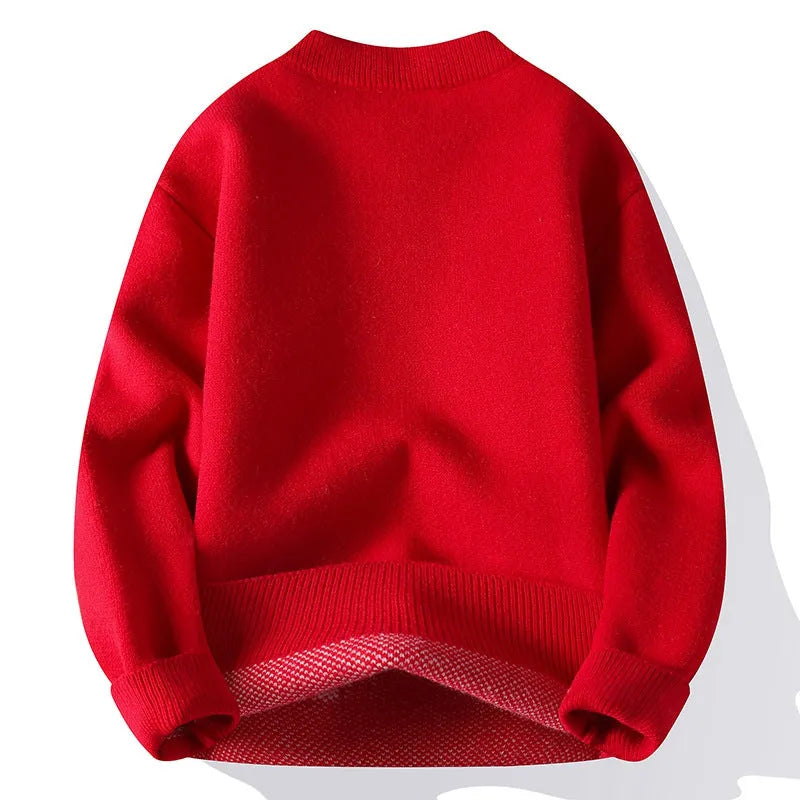 A man's loose-fit long-sleeve pullover jumper in a rabbit fur blend, shown in a solid colour with a ribbed hemline.
