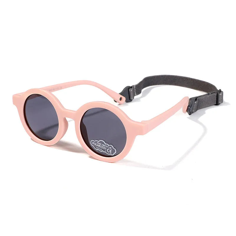 Children's round frame polarised sunglasses with UV400 protection for 0-3 year olds in various colours