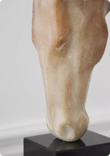 French retro style abstract horse head desktop sculpture carved from solid resin.