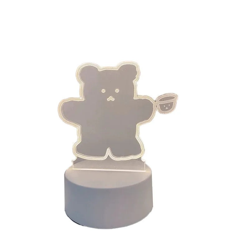 Cartoon curl puppy teddy bear night light with acrylic shade and plastic base for kids room