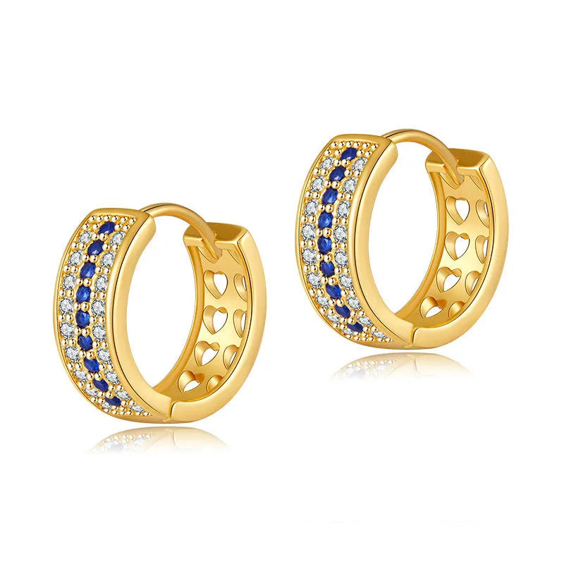 Women's round geometric copper earrings with electroplating and 18K gold plating