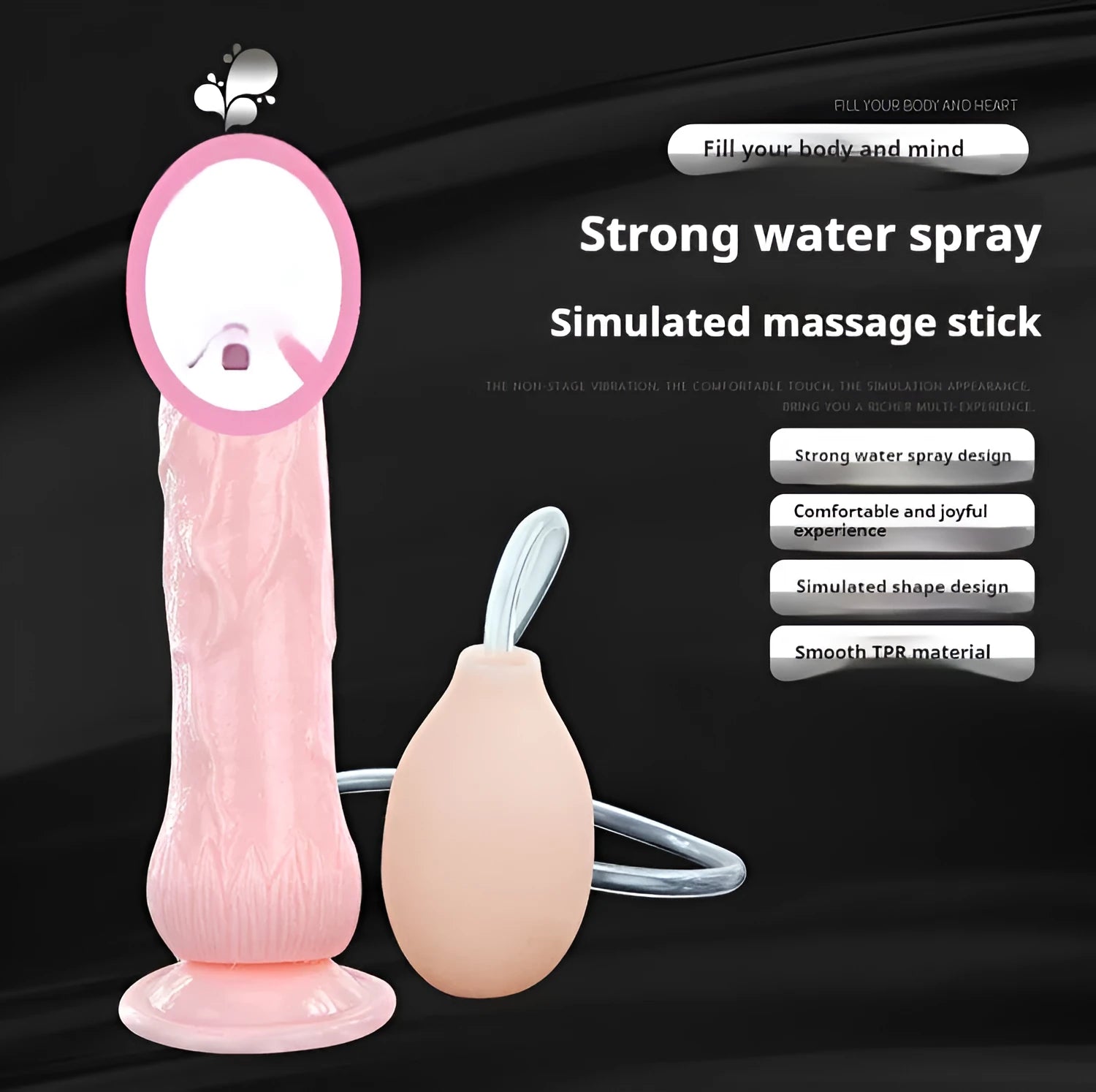 Realistic flesh-coloured suction cup dildo showing 200mm length and 40mm diameter measurements