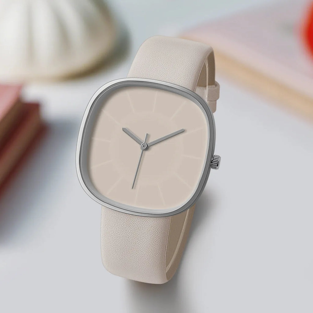 Square silicone strap watch, 10mm thick, organic glass mirror, stainless steel bottom, pin buckle, five colours