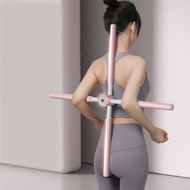 Cross body massage stick with stainless steel core and foam handle in four colour options.