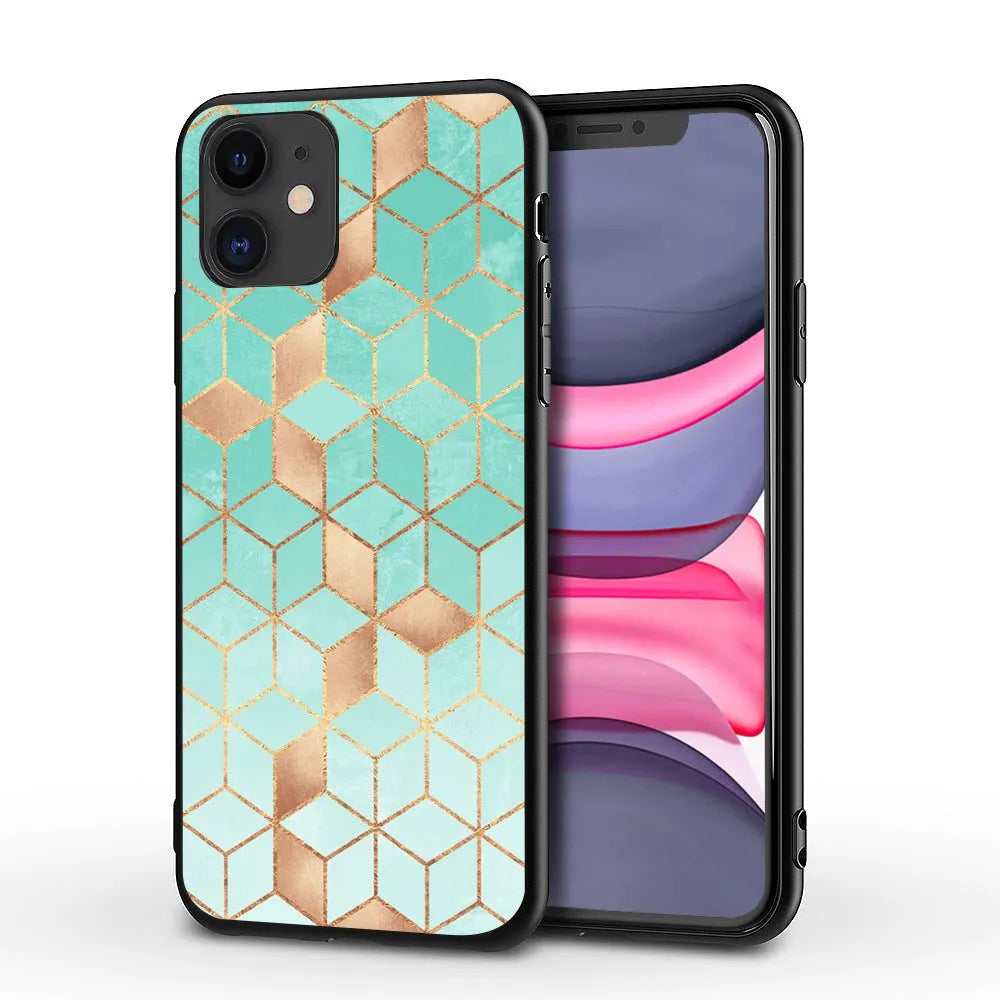 Marble pattern iPhone back cover case with waterproof and drop-resistant protection