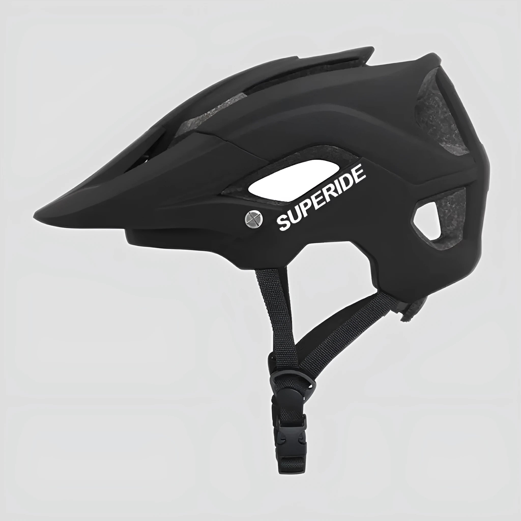 Ultra-light breathable mountain bike helmet with PC shell, camouflage colour, side view