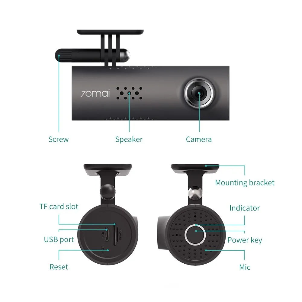 Car Dash Smart WiFi DVR wireless dashcam with 130-degree lens, 1080P Full HD, voice control, and magnetic mount.