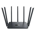 Black and white dual-band 5G gigabit router with multiple antennas for whole-house wall-through WiFi coverage