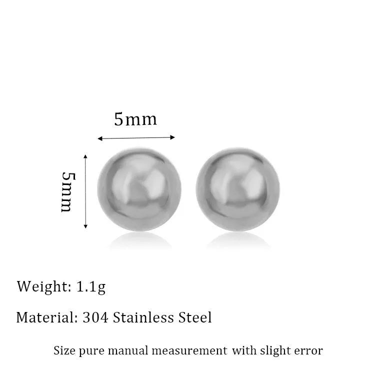 Stainless steel 18K gold-plated ball stud earrings in geometric round design