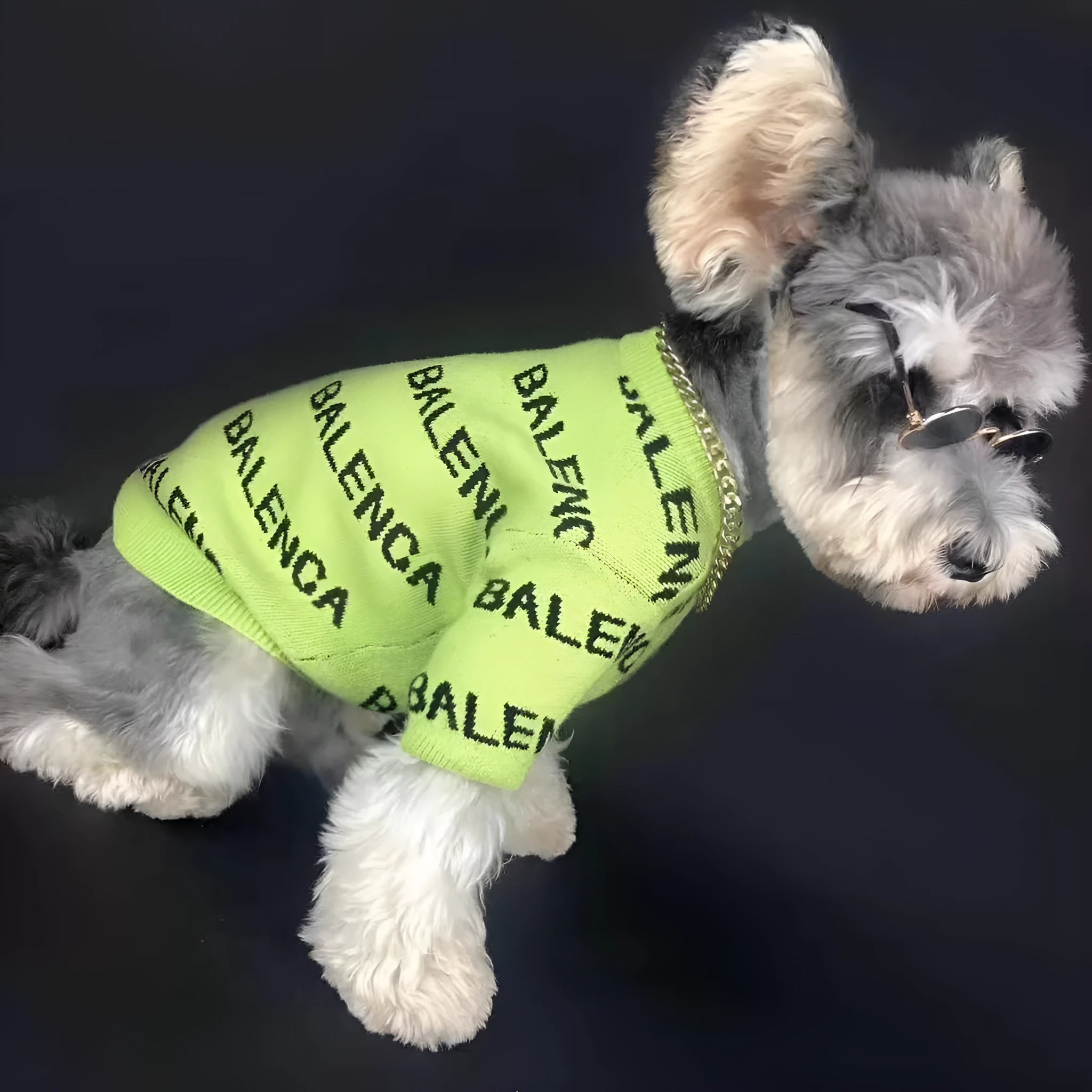 Acrylic dog sweater spring pullover in green and black, sizes S to 2XL