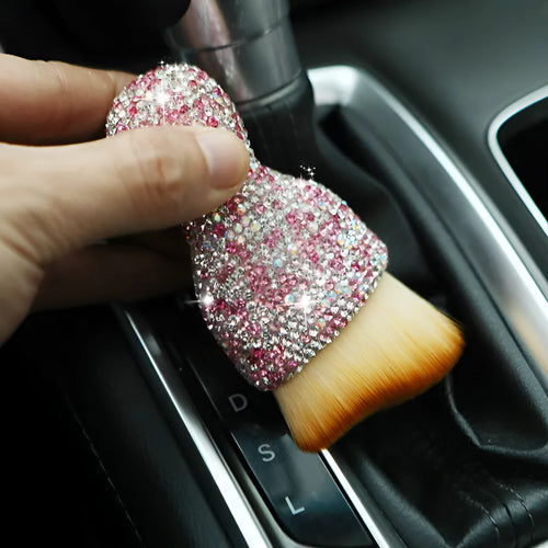 10cm long white PVC car interior cleaning brush for dusting dashboard and vents.