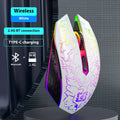 Black and white dual-mode wireless gaming mouse with luminous breathing light and charging cable