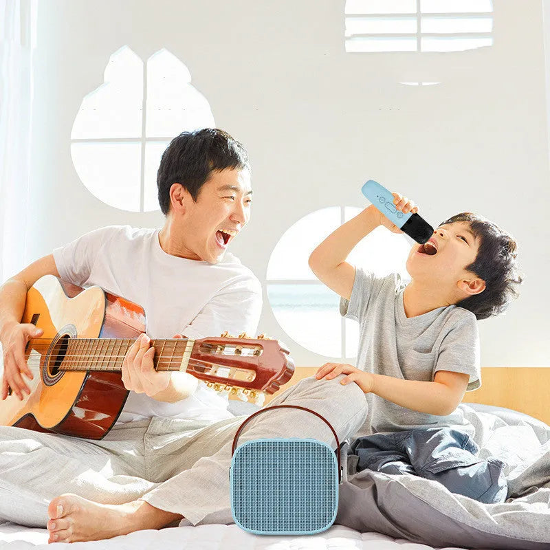 Compact wireless Bluetooth speaker with microphone in white, pink or blue colour options