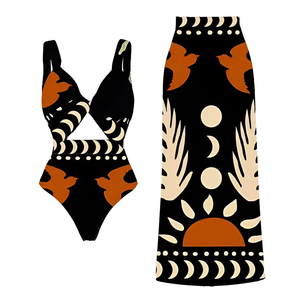 Ladies' one-piece swimsuit in polyester fabric, available in multiple colours and designs