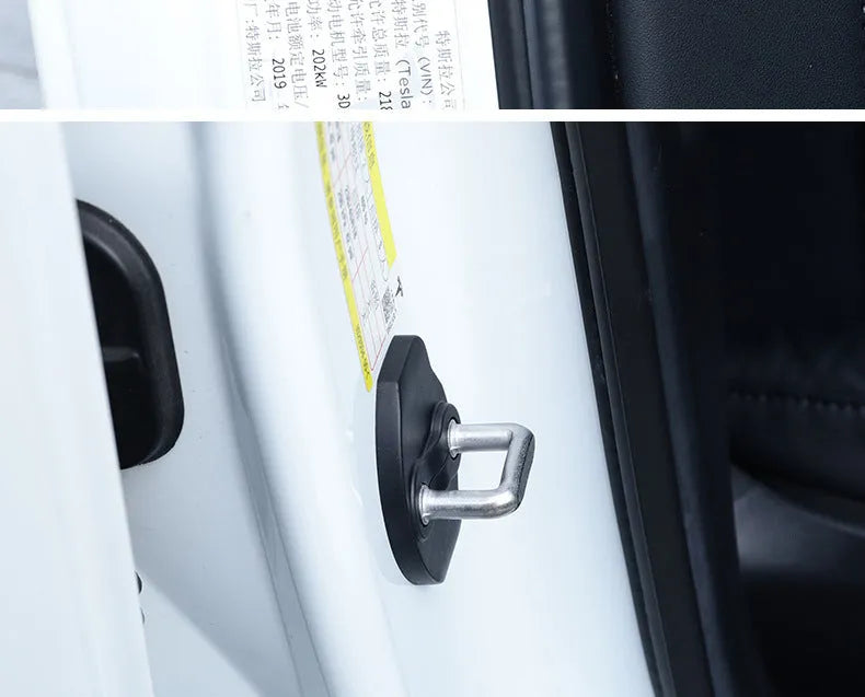Black ABS door lock protection cover set with two latch shells and four limiter shells