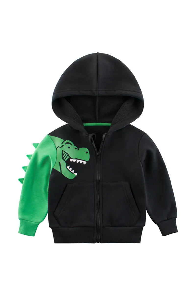 Creative cartoon printed children's sweater in black, cotton blend, Korean style, for height 90-140cm