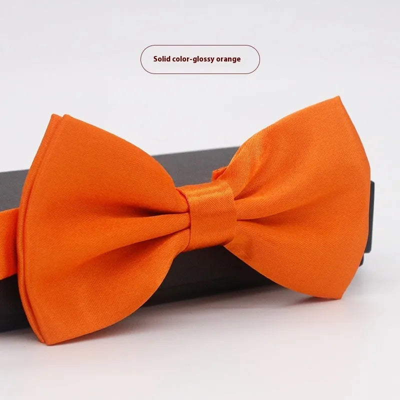 Solid colour flat head polyester bow tie for formal wear and weddings