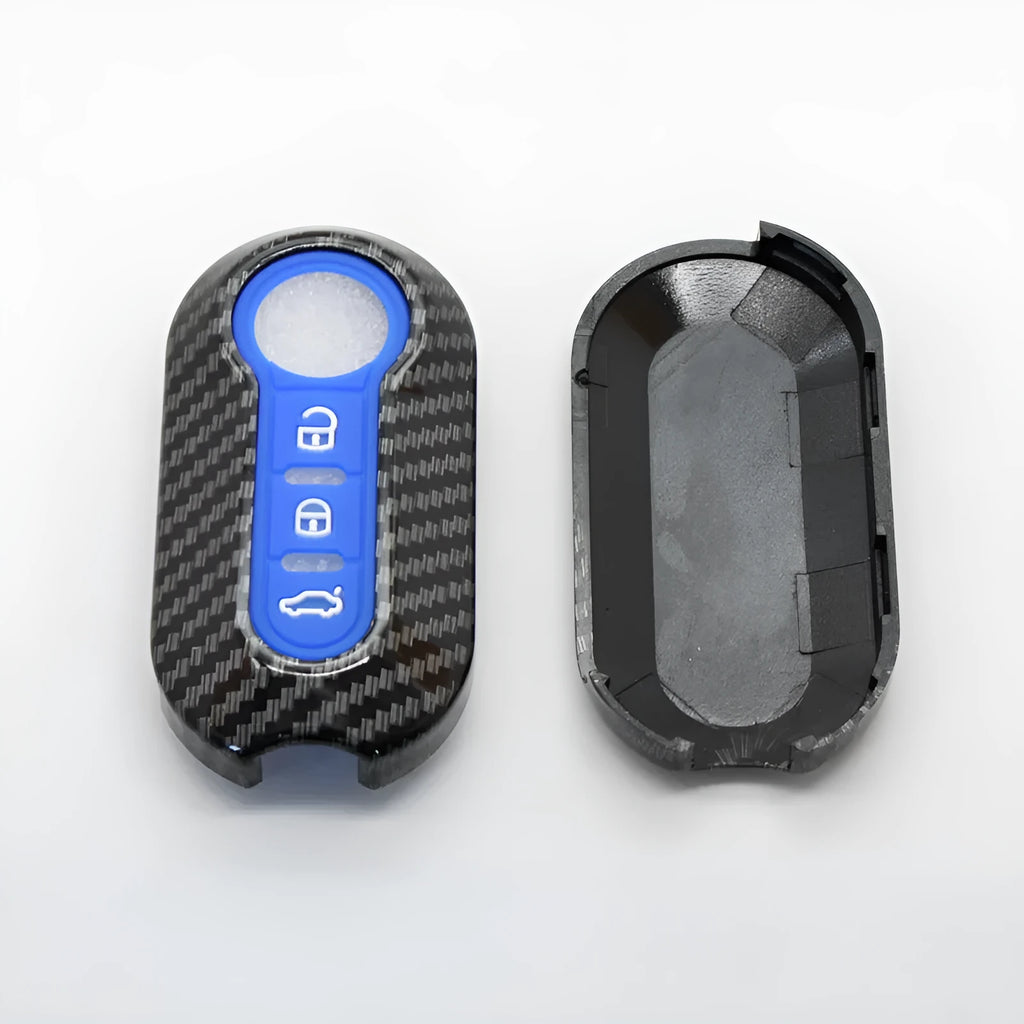 Carbon fibre pattern Fiat 500 Boyue key shell in ABS plastic