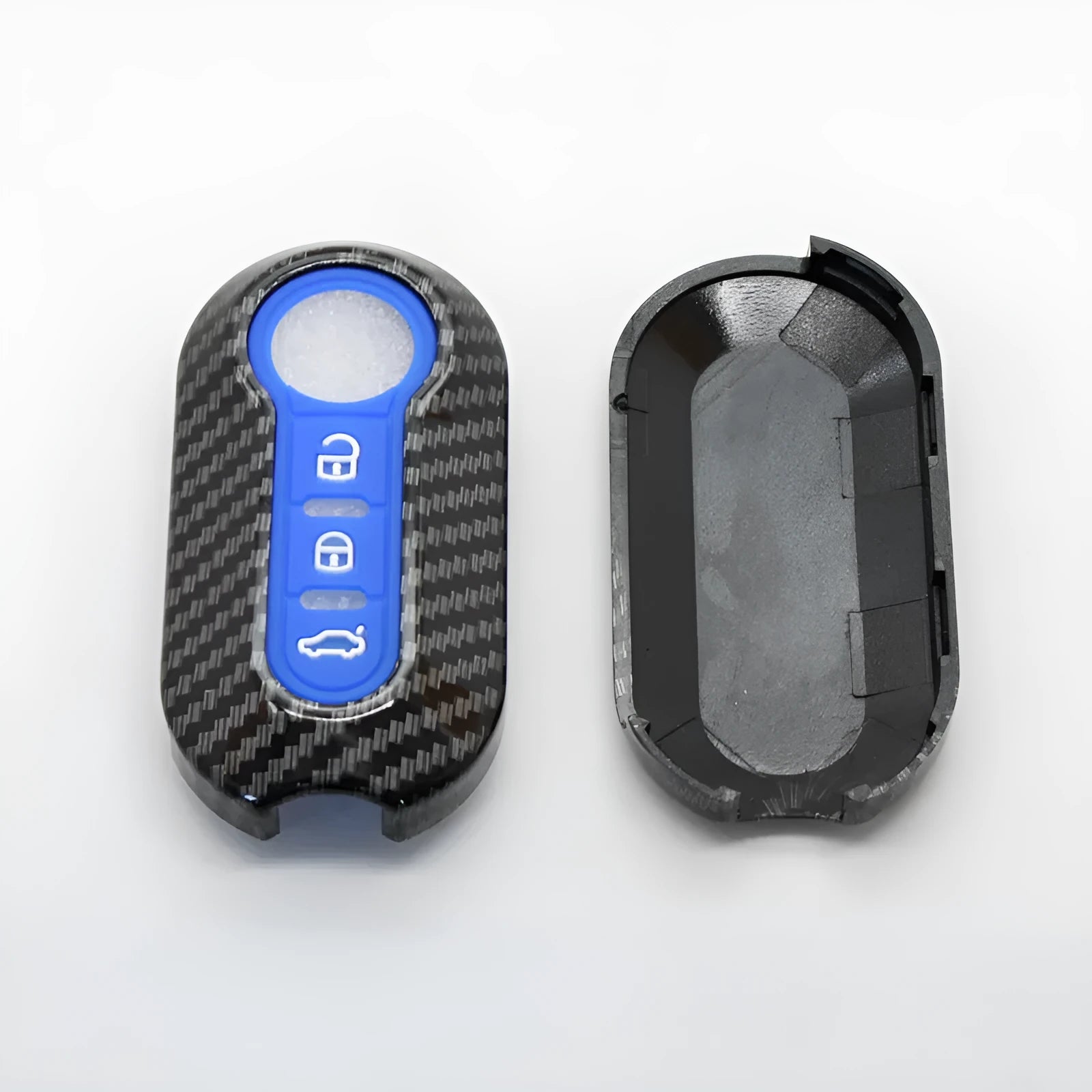 Carbon fibre pattern Fiat 500 Boyue key shell in ABS plastic