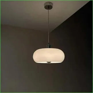 Bauhaus pendant light with three egg tart glass shades in milk white finish