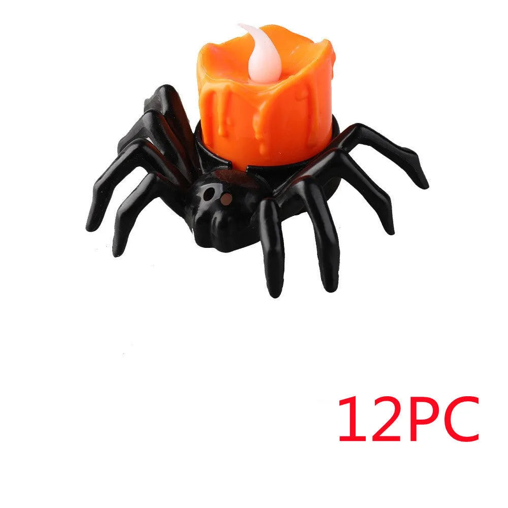 Halloween spider candlestick ornament plastic 7x8.5x5cm battery-powered light Spider lamp colour
