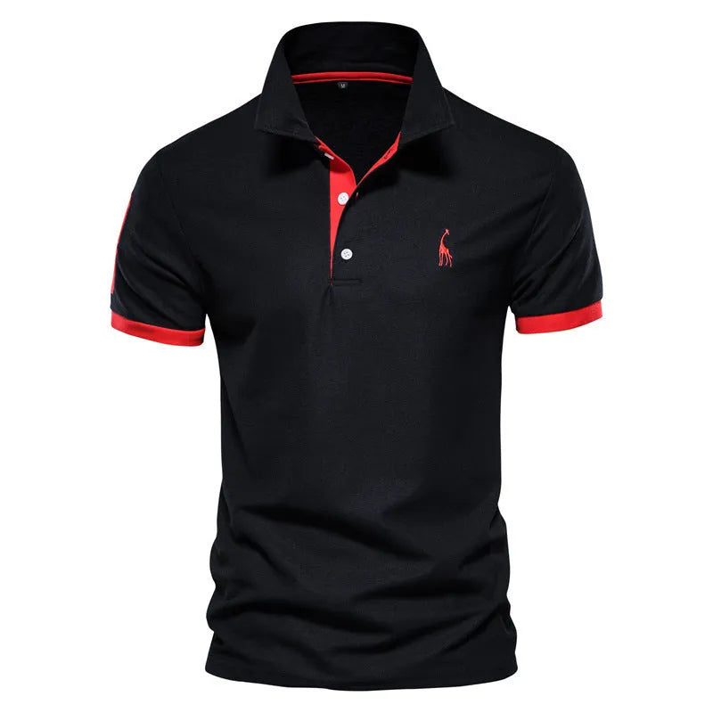 Men's slim fit short sleeve t-shirt with deer embroidery on chest, available in multiple colours.
