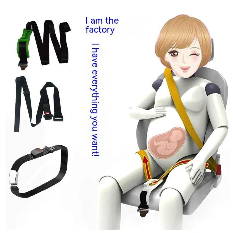 Black ABS pregnancy safety belt adjuster with metal buckle for vehicle seat belt comfort