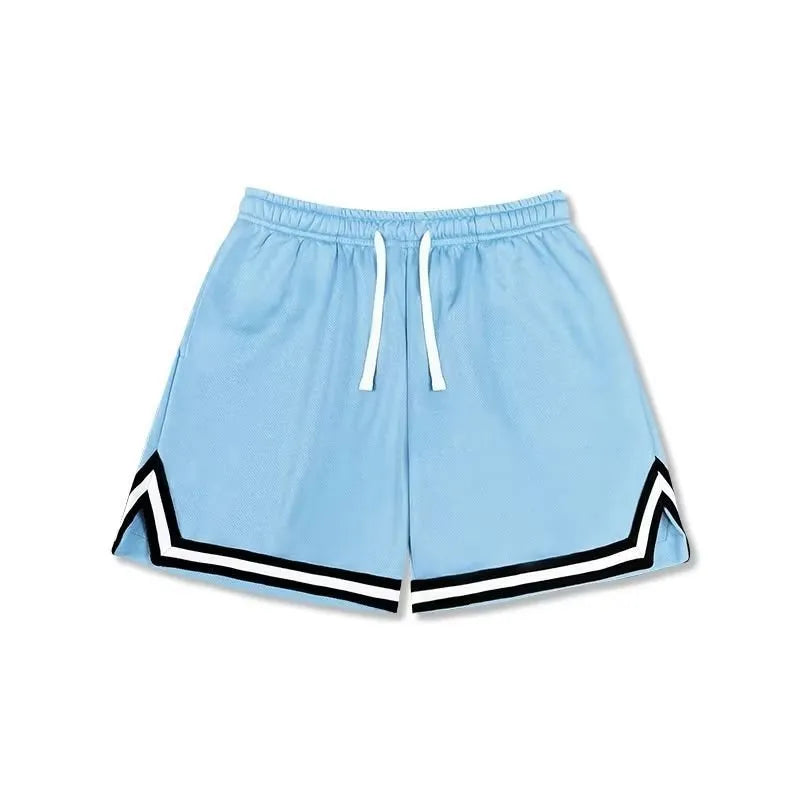 Men's polyester sports shorts in loose fit design available in multiple colours including black, white and blue shades