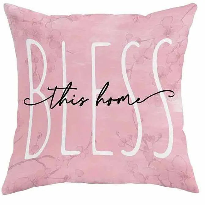 Square cherry blossom pattern velvet cushion cover measuring 45 by 45 centimetres