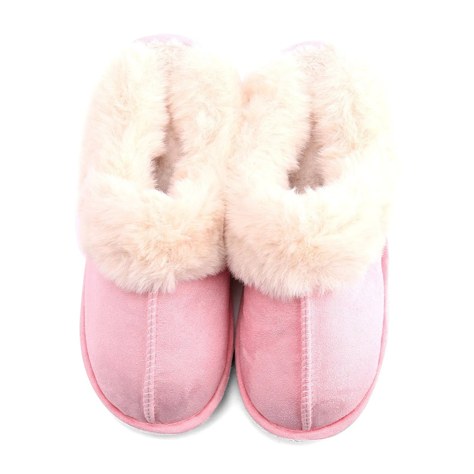 Grey fur furry slippers with plush velvet upper and TPR sole on indoor floor