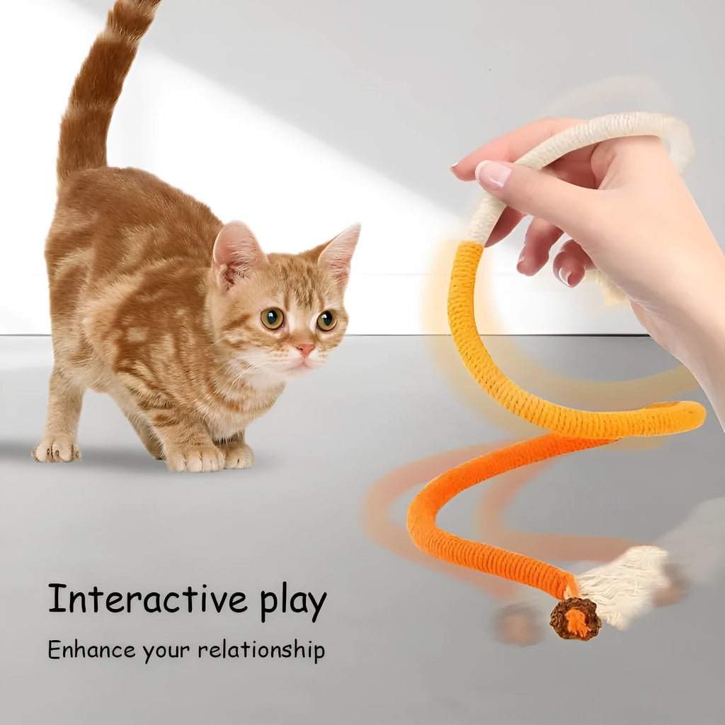 70cm cotton cat bite rope toy in purple, orange, or red/green colours for chewing and play