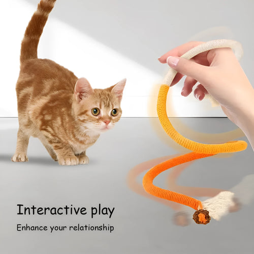 70cm cotton bite rope cat toy in three colour combinations: purple, orange, and red with green