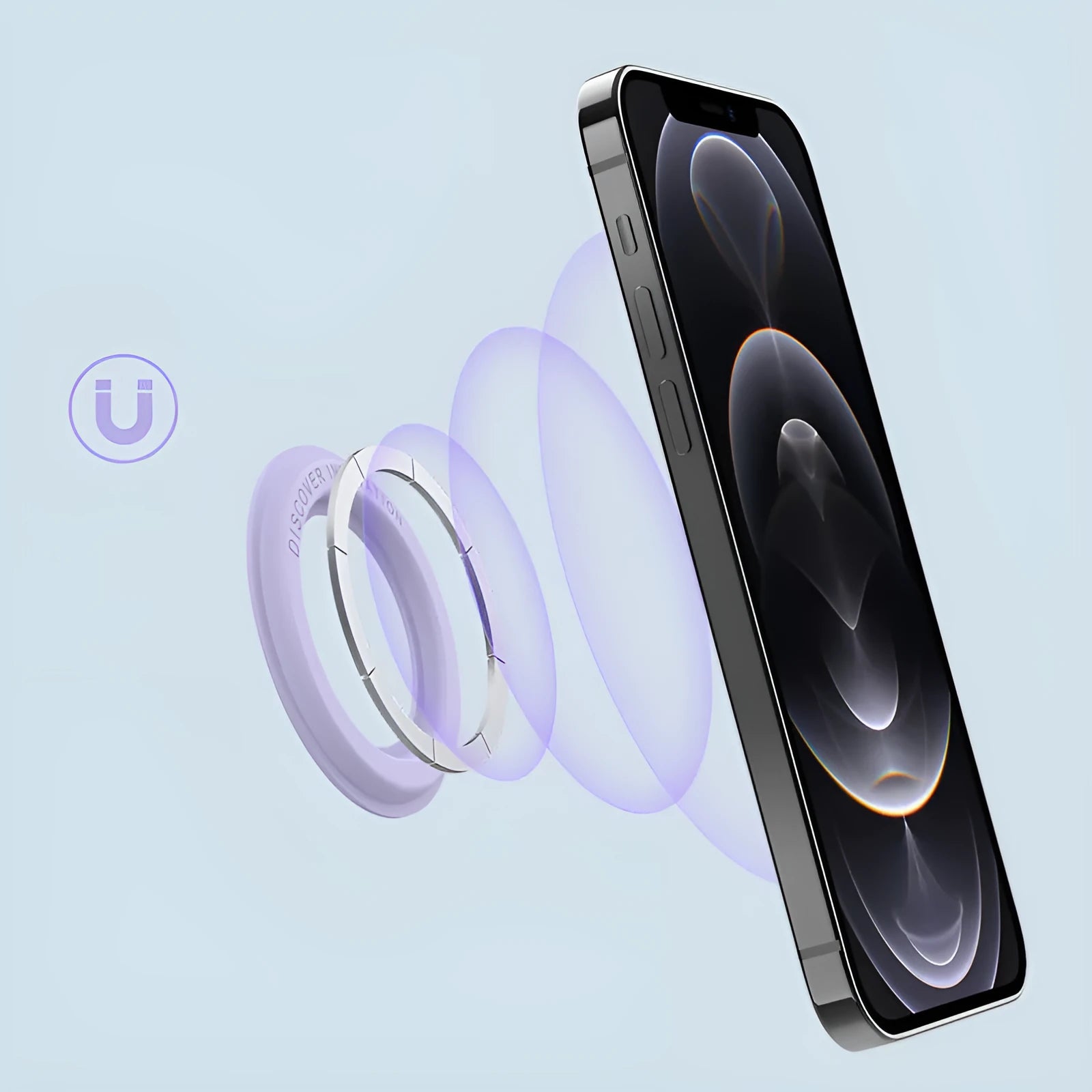Magnetic ring mobile phone holder in Athens black for Apple Samsung car and wall mount