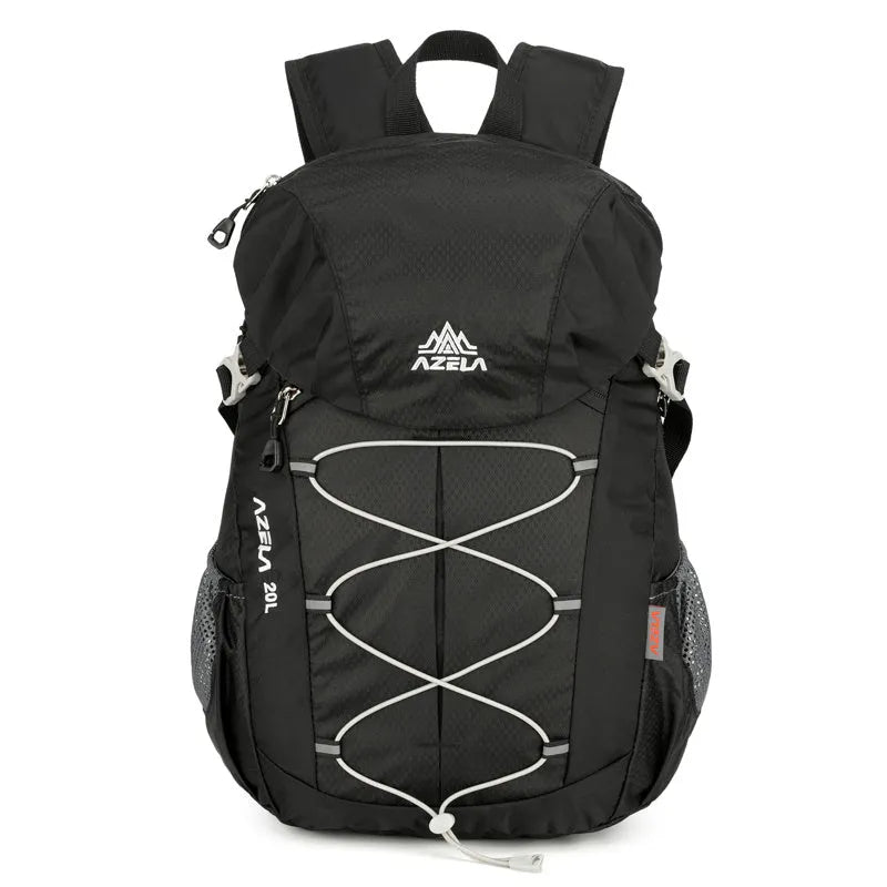 AZELA 20-litre colour-block hiking backpack in black, lightweight for camping and travel
