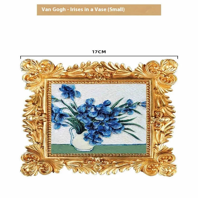 DIY oil painting kit with colour pots, brushes, and a canvas showing Van Gogh's Starry Night design.