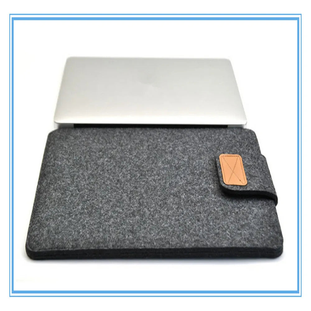 Khaki clamshell laptop clutch bag with frosted finish, open to show plush-lined interior and corner protector.