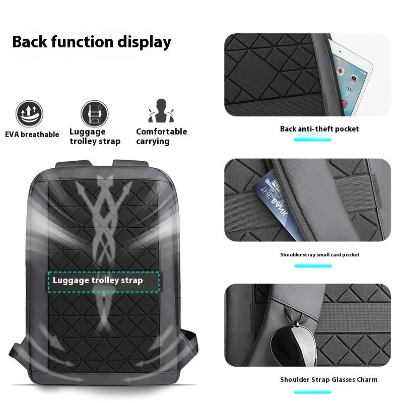 Lightweight Oxford cloth men's backpack in solid colour with visible sewing line detailing