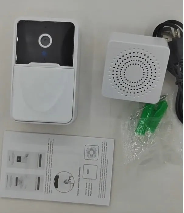 White ABS smart doorbell with VGA camera, 850nm infrared night vision, 2.4G WiFi and 1000mAh battery
