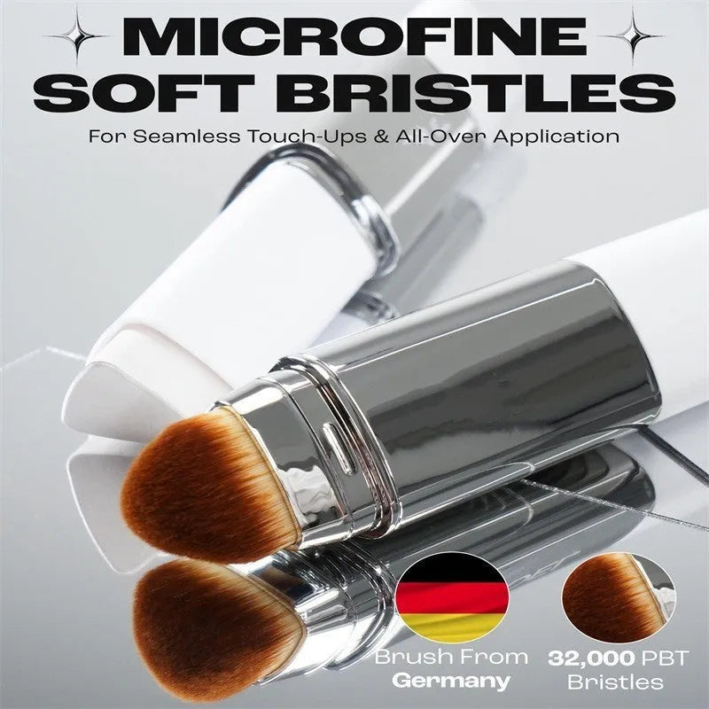Blanc Cover cream foundation stick and removable brush on a light background