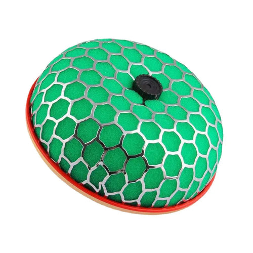 Car modification high-flow intake mushroom filter with washable sponge and aluminium base in red colour