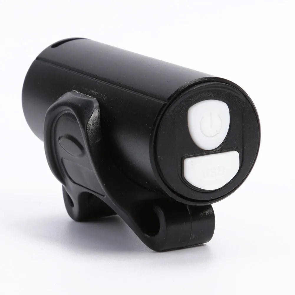 Black USB rechargeable bicycle front light with 350 lumens brightness for mountain bikes