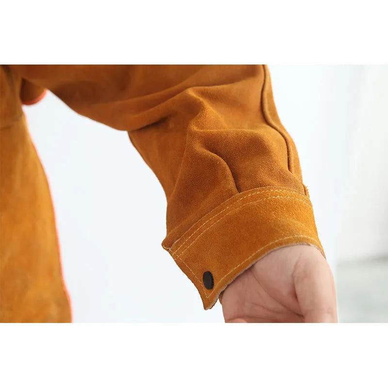 Yellow cowhide one-piece welding bib for electric welding, size 105 M, welder's protective workwear
