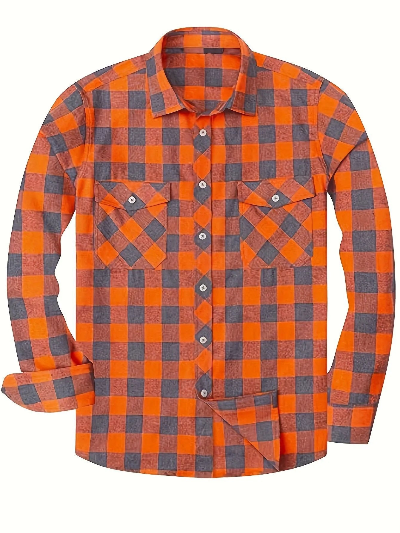 Flannel Plaid Shirt for Men All Seasons Versatile Loose Fit Long Sleeve Cardigan Style in Multiple Colours Black Blue White Red Orange Purple Yellow Green and Sizes S M L XL XXL XXXL