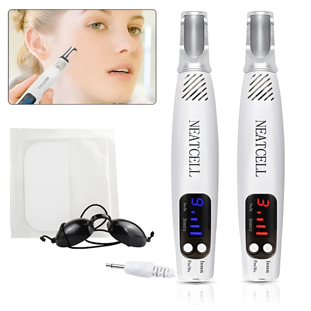 Handheld picosecond pen with blue light option for household melanin treatment, portable design with UK standard plug